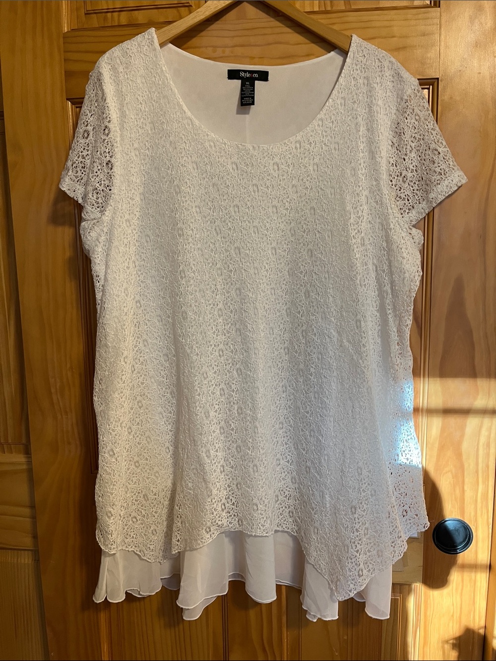 Style & Co. White Lace Overlay Scoop Neck Dress XL